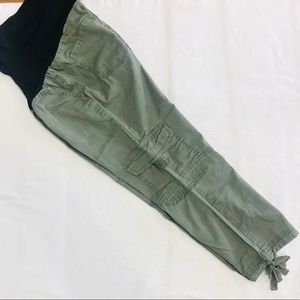 Maternity capris, adjustable cotton bow tie hems